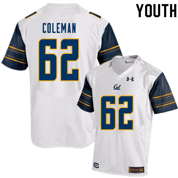 Youth #62 Ben Coleman Cal Bears College Football Jerseys Sale-White